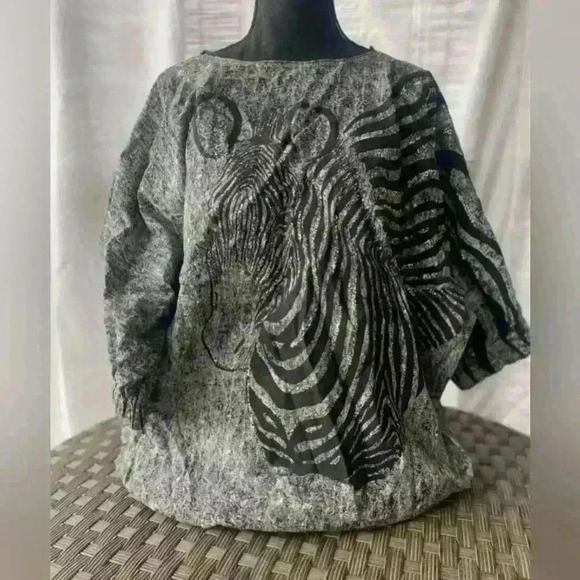 Rare Vintage 80’s Zebra print Glitter top sz xxl - off shoulder- Rosa Ann - Picture 1 of 5